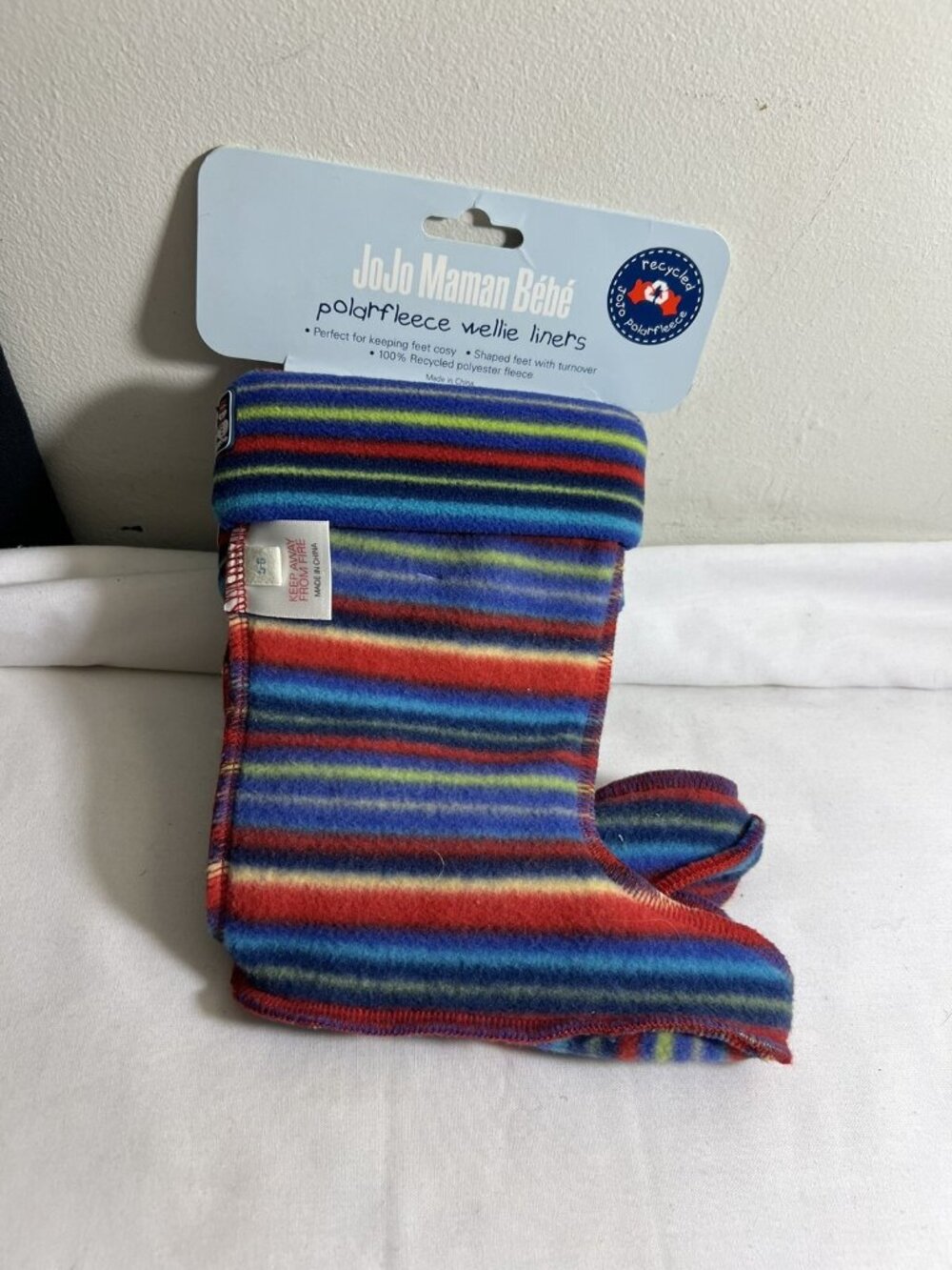 NEW JoJo Maman Bebe Polar Fleece Rainbow WELLIE LINERS 5-6 Kid Size